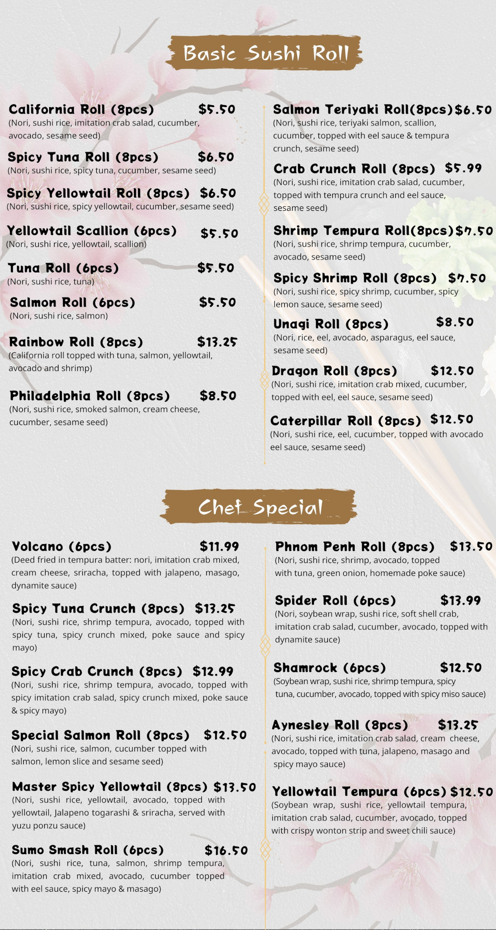 Menu, page 3